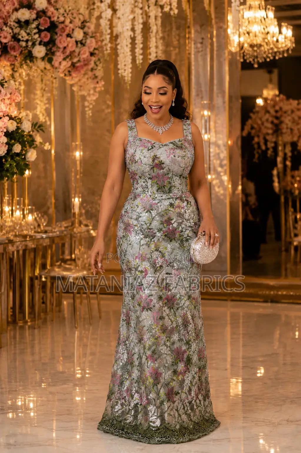 Brocade Fabric With Sequin Design