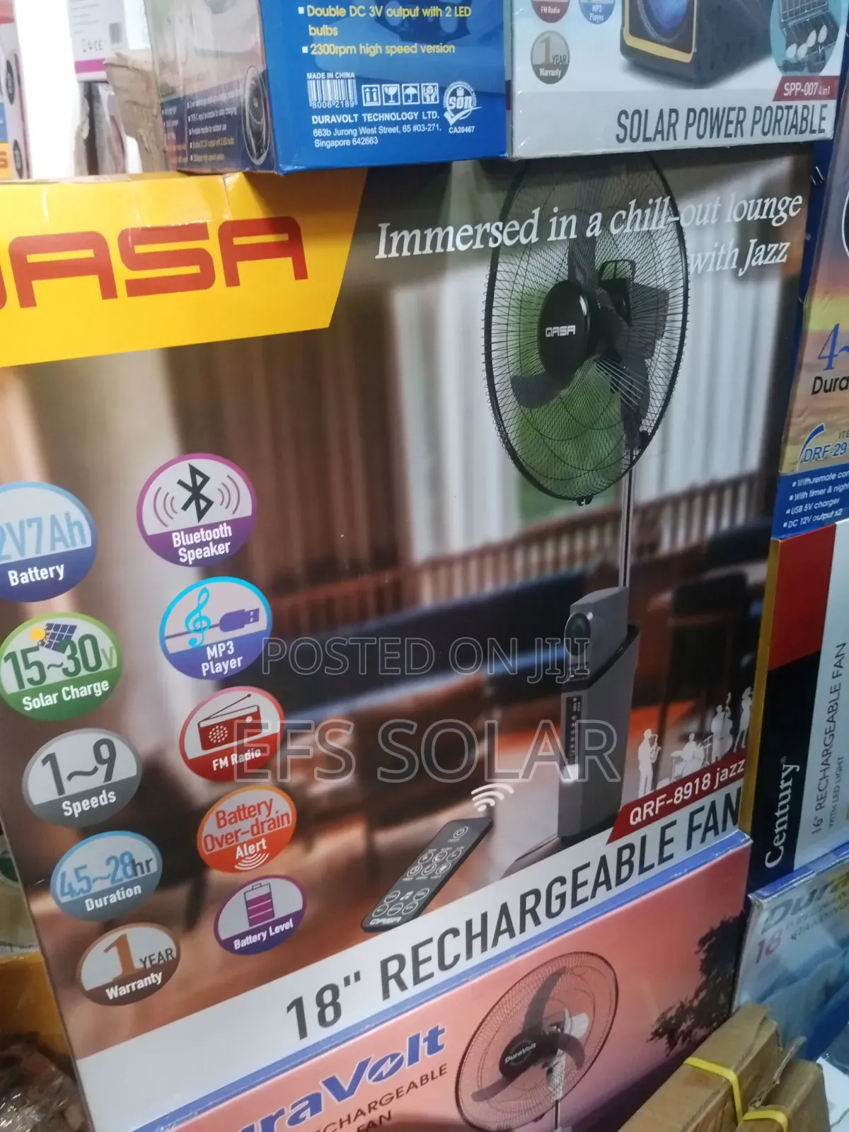Qasa 18-Inch Rechargeable Standing Fan QRF-8918 Jazz