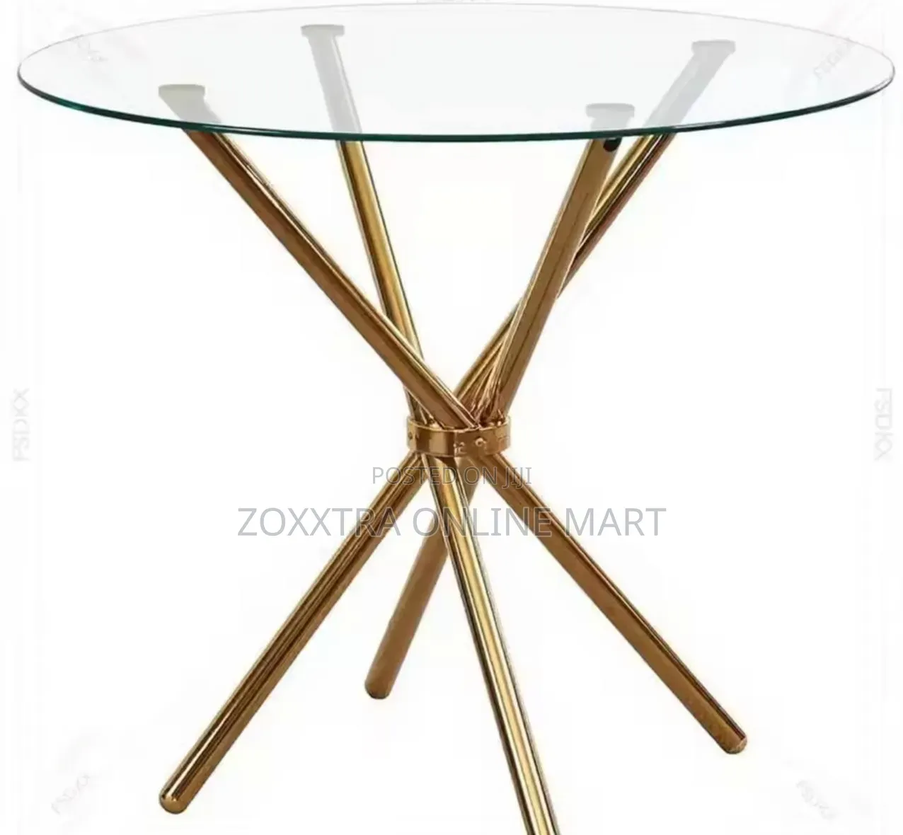 Modern Round Glass Dining Table With Gold Metal Base