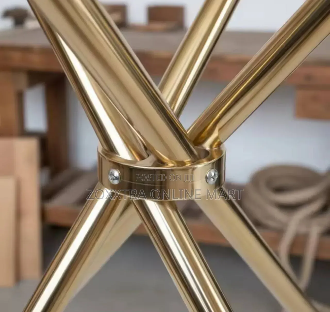 Modern Round Glass Dining Table With Gold Metal Base