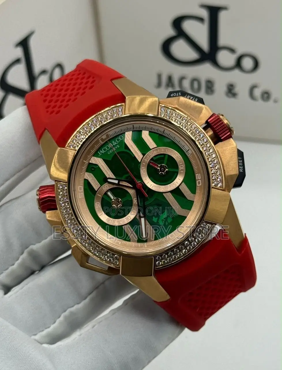 Jacob and Co Stone Head Quality Luxury Men Rubber Wristwatch