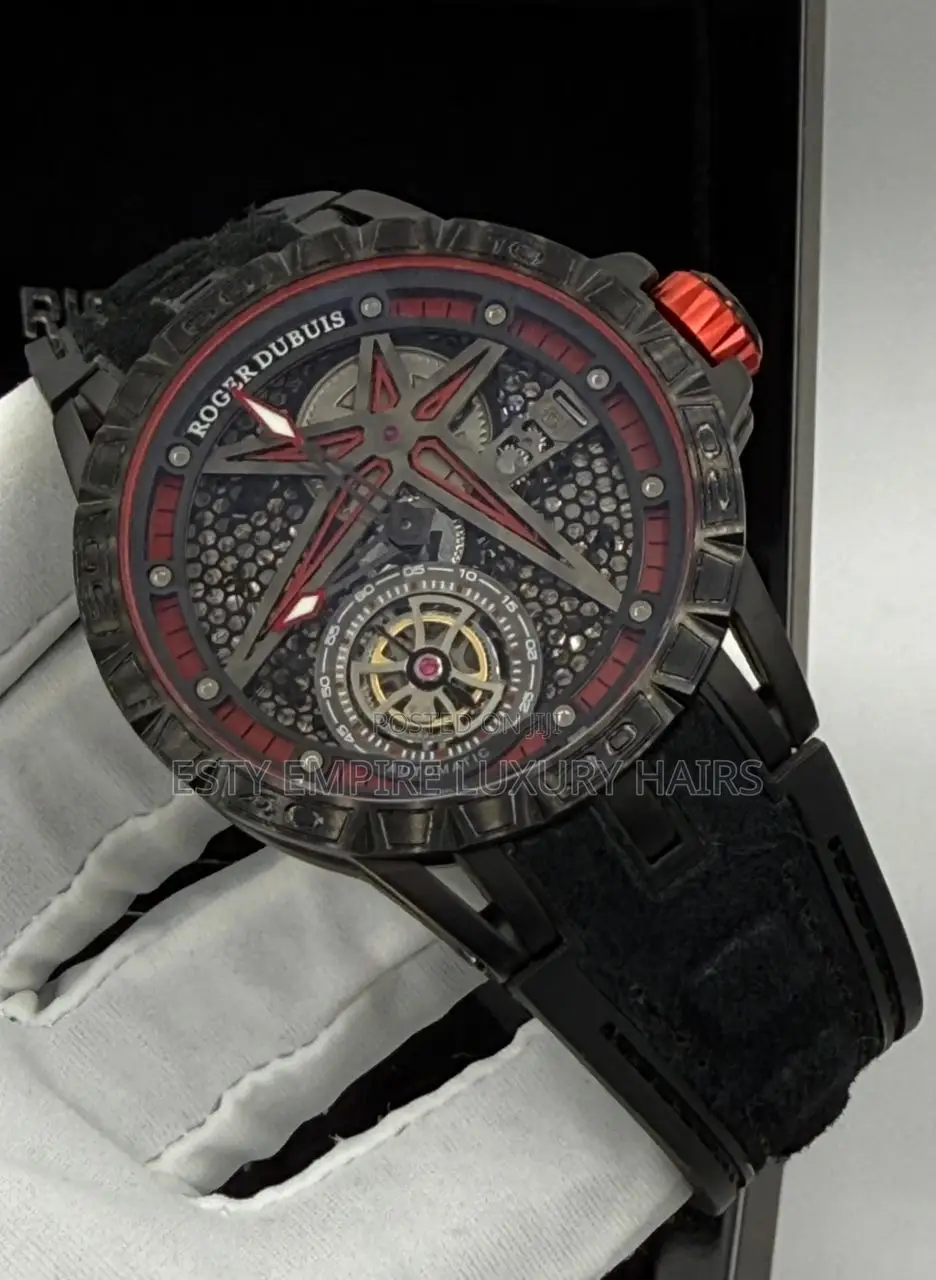 High Quality Luxury Roger Dubus Leather Wristwatch