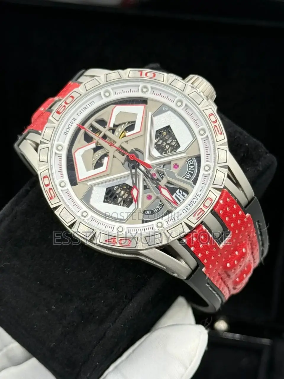 High Quality Luxury Roger Dubuis Genuine Leather Wristwatch