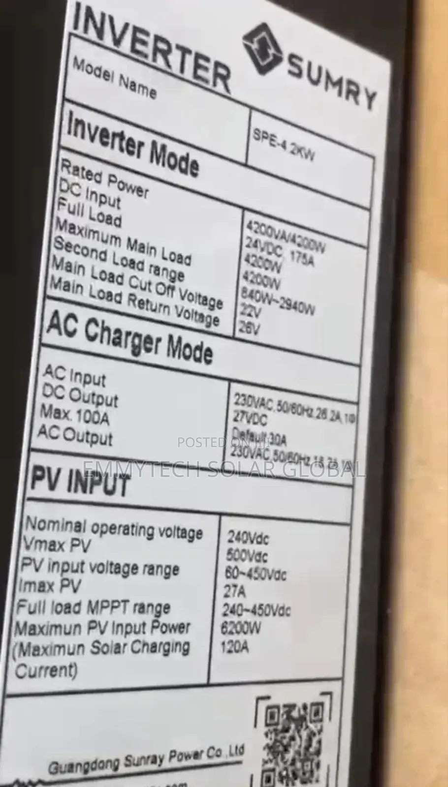 4.2kva Sumry Hybrid Inverter 24v