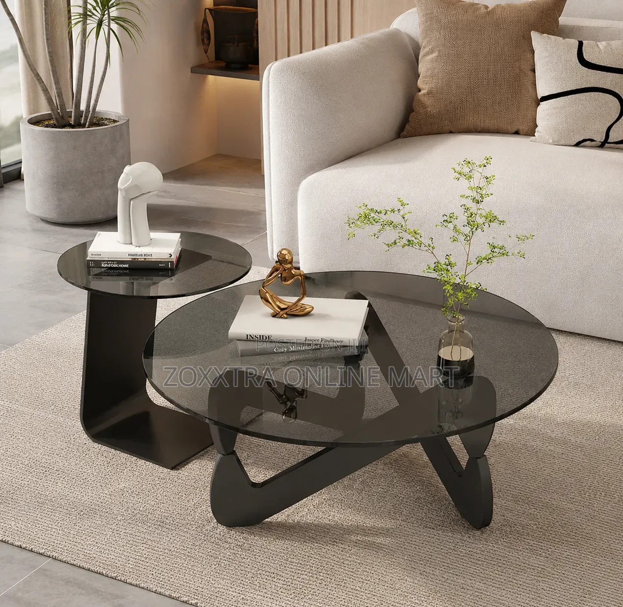 2-in-1 Aesthetic Transparent Glass Center Side Table