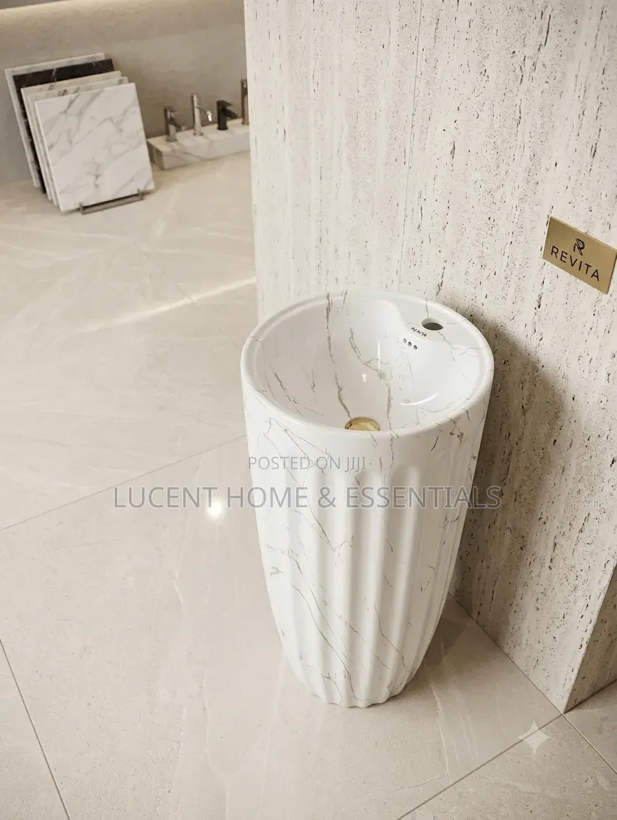 Revita Luxury Fluted Freestanding Basin – Premium Marble Design