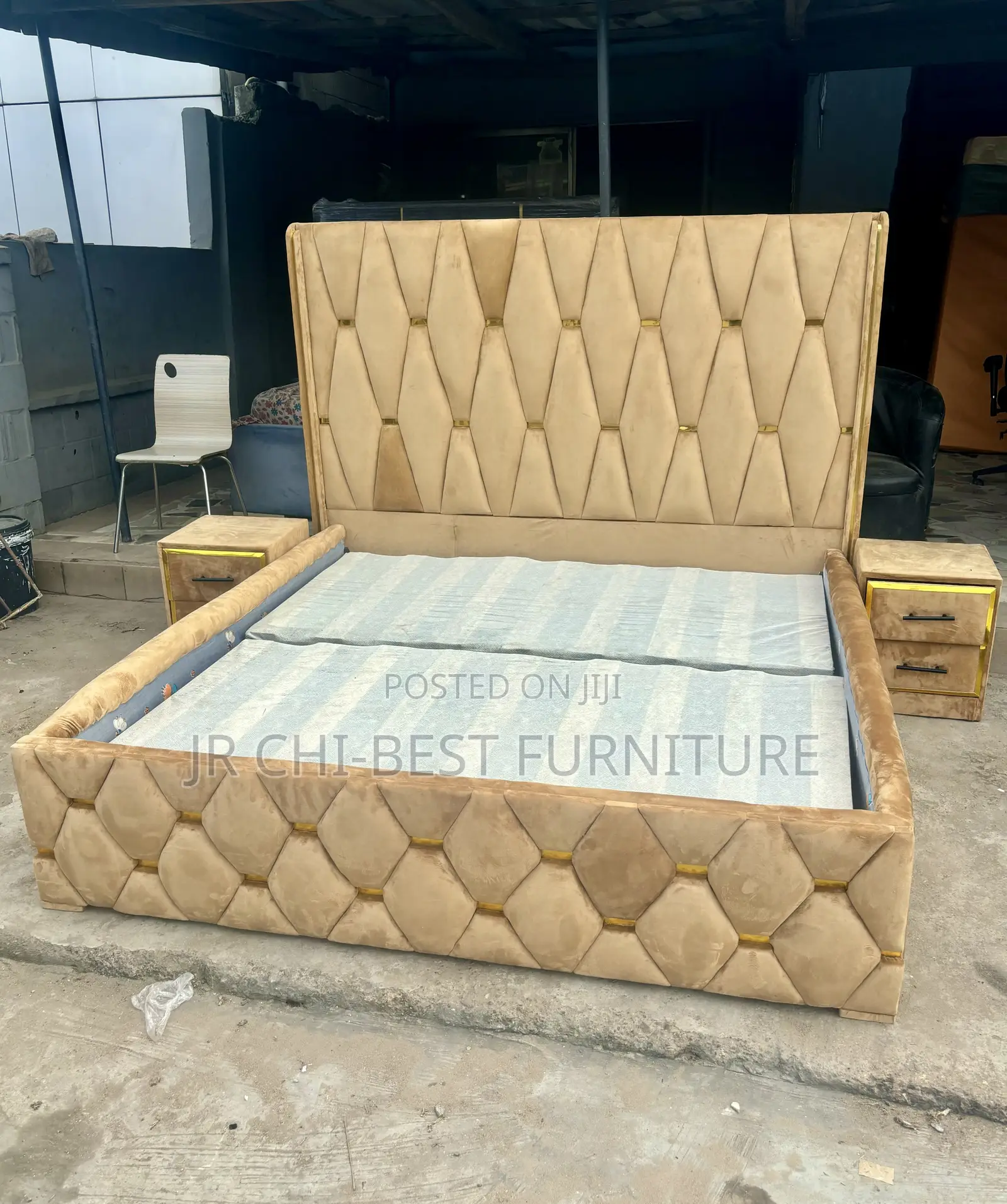 Set of Living Room 6 by 6 HDF Padded Bedframe of Robust Quality