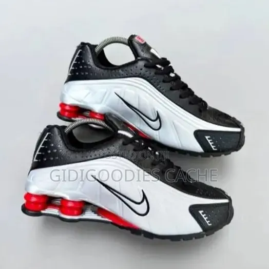 Unisex Nike Shox R4 Metallic Silver Red Sneakers Size 40-45