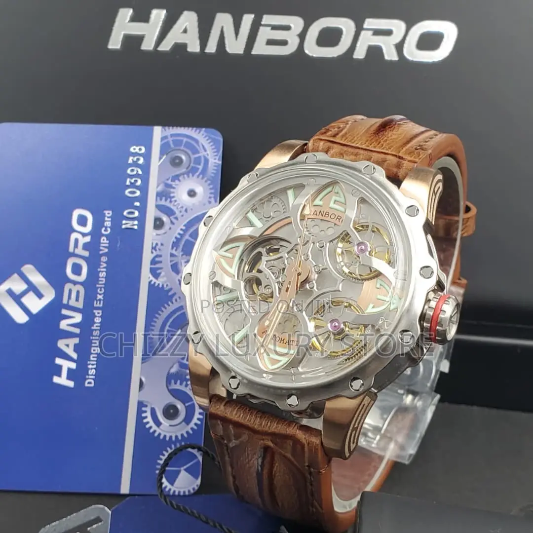 Hanboro Authentic Quality Luxury Men Automatic Engine Wristwatch