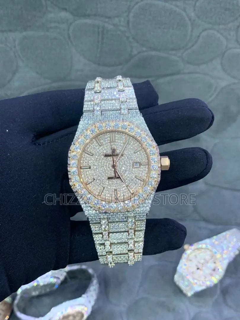 Audemars Piguet Quality Luxury Men Iced Zirconia Stone Wristwatch