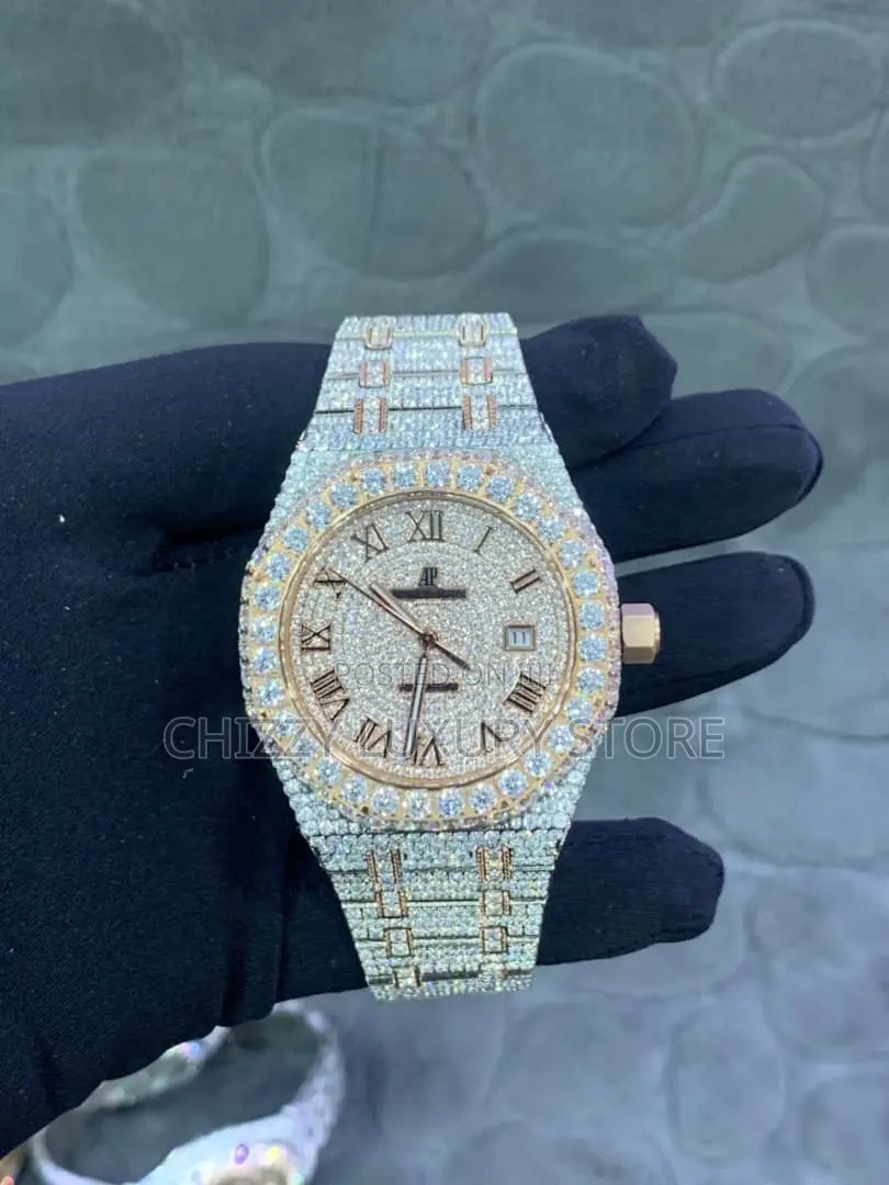 Audemars Piguet Quality Luxury Men Iced Zirconia Stone Wristwatch