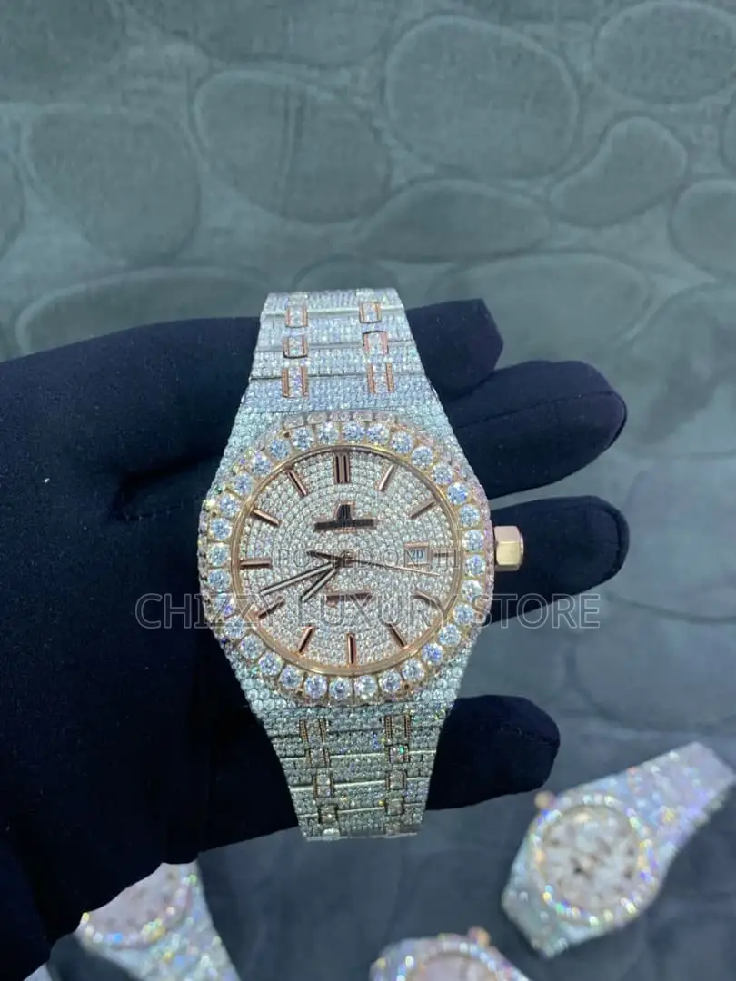 Audemars Piguet Quality Luxury Men Iced Zirconia Stone Wristwatch