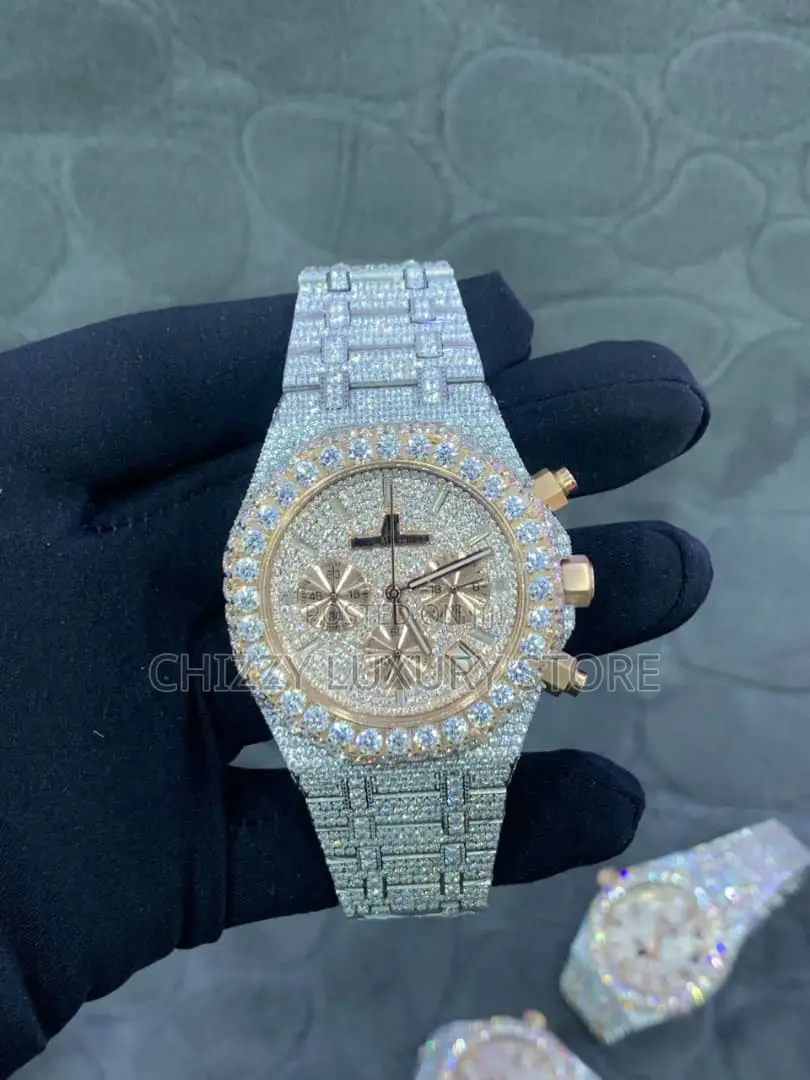 Audemars Piguet Quality Luxury Men Iced Zirconia Stone Wristwatch