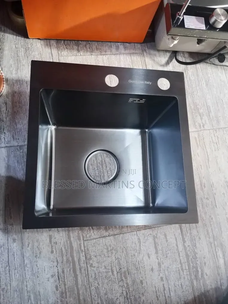 40 by 40cm Steel Black Single Bowl Kitchen Sink With Accessories
