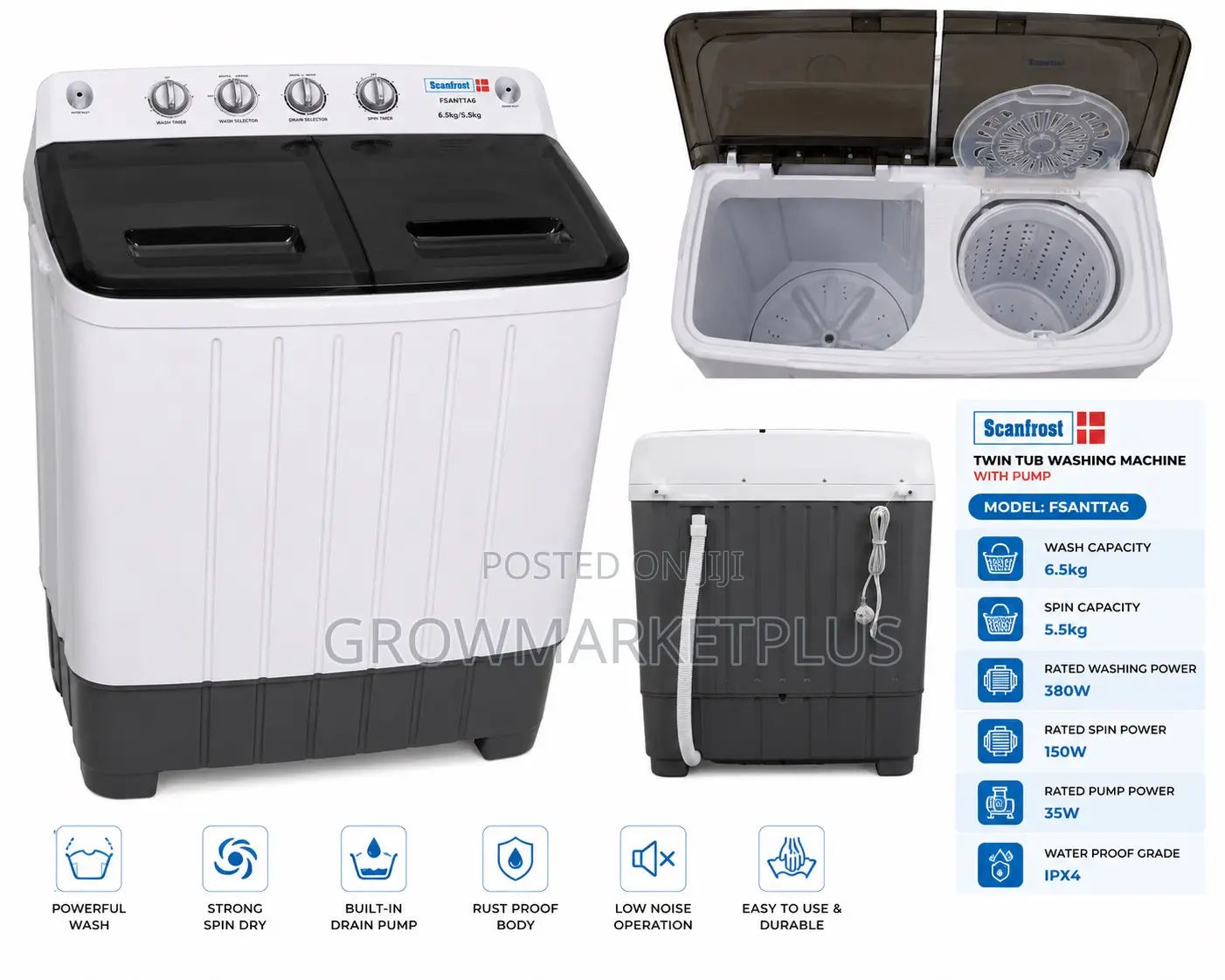 Scanfrost 6.5kg Washing Machine Sfsantta6
