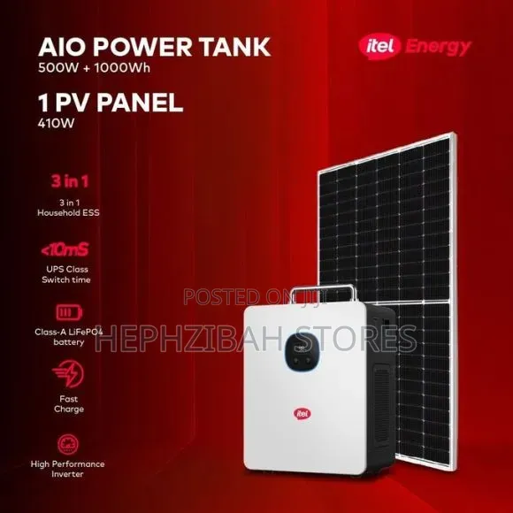 Itel 500w Solar Generator 1000wh Lithium Battery With Itel 410w Panel