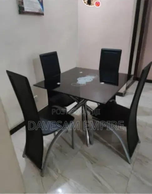Strong, Beautiful Portable 4-Chair, Glass Table Dining Set