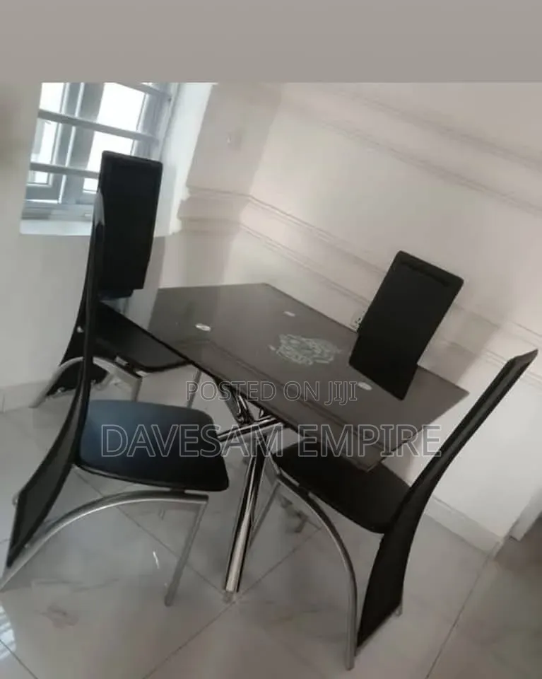 Strong, Beautiful Portable 4-Chair, Glass Table Dining Set