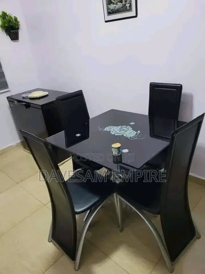 Strong, Beautiful Portable 4-Chair, Glass Table Dining Set
