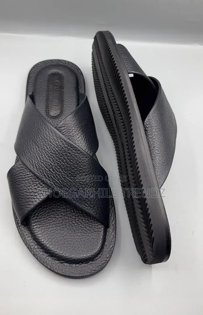 Men's Rocco Brunero Leather Criss Cross and Covered Slippers