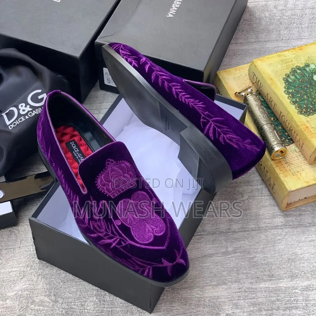 Dolce Gabanna Velvet Shoes Available in Black and Purple