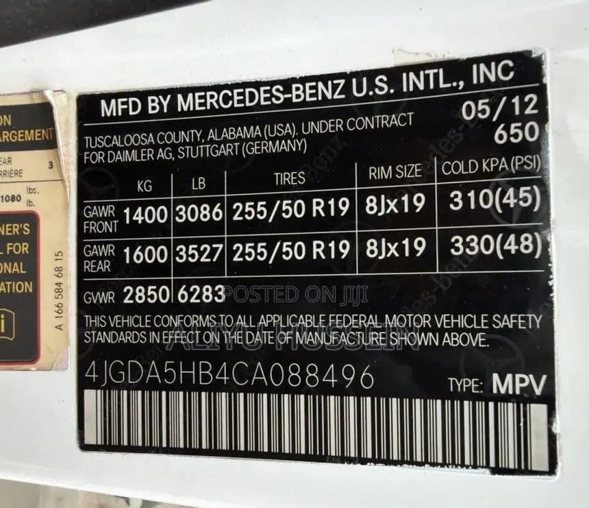 Mercedes-Benz M Class 2012 White