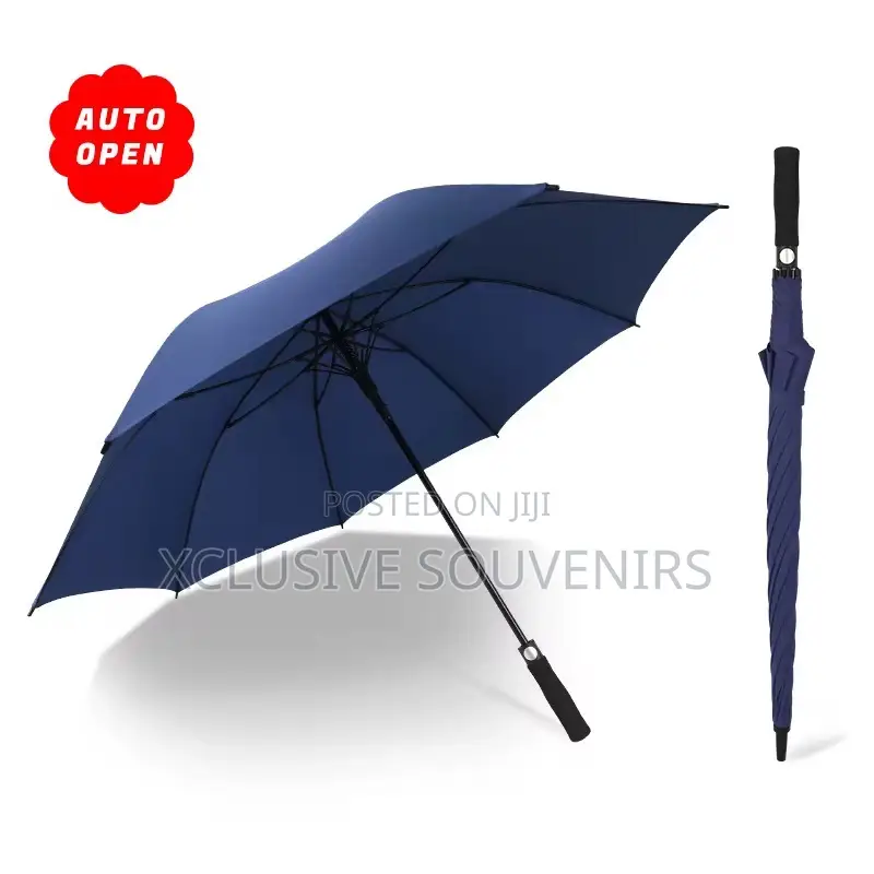 Custom Logo Windproof Straight Handle Heavy Duty Umbrella (MOQ 50Pcs)
