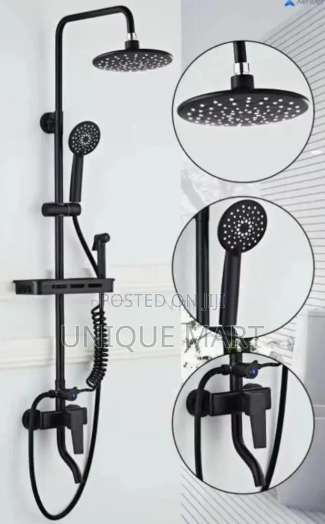 Quality Black Matt Shower With Soap Dish and Multiple Water Display