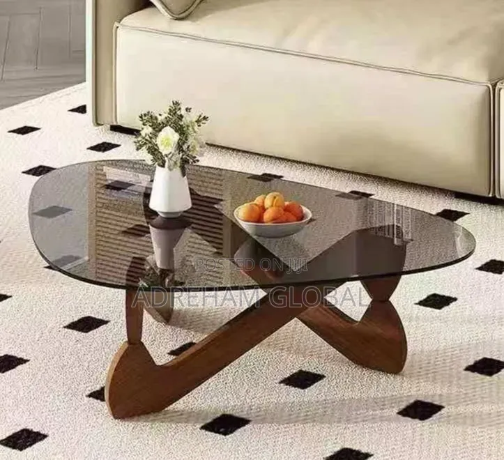 Minimalist Glass Center Table - Brown