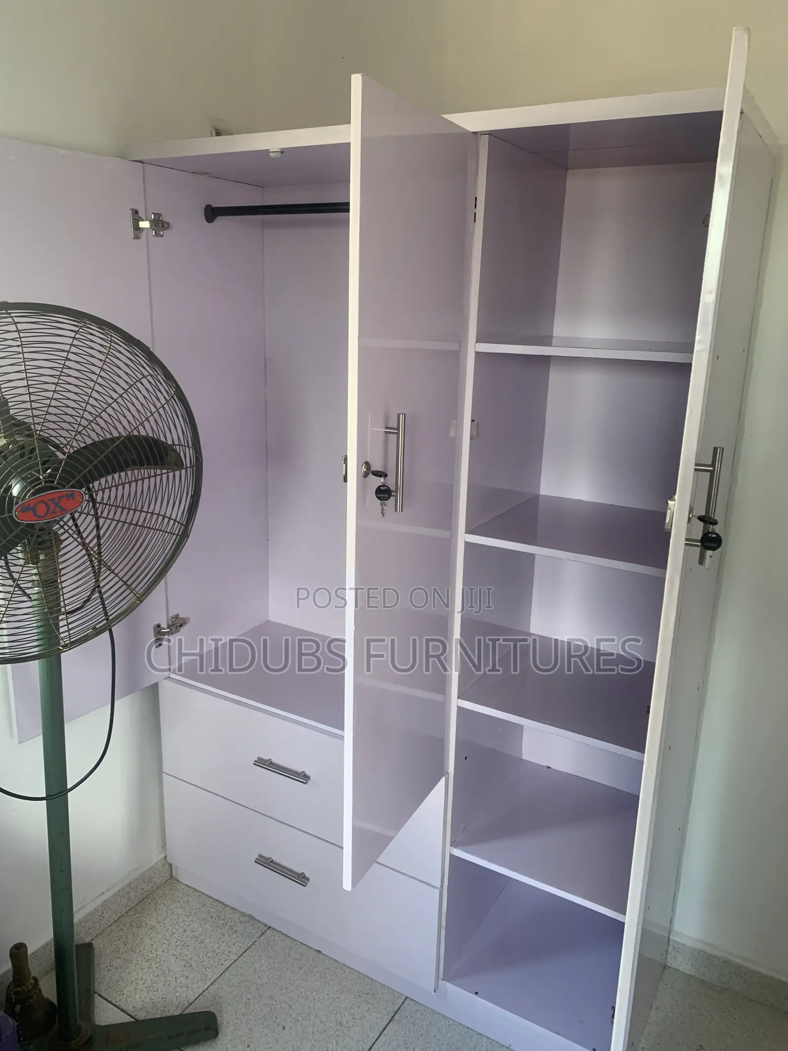 White Wardrobe With Shelf and Drawers