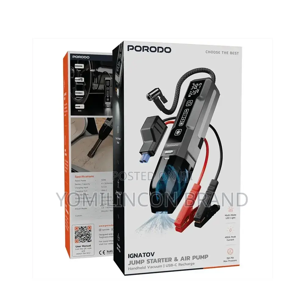 Porodo Ignatov 4-in-1 Jump Starter Air Pump