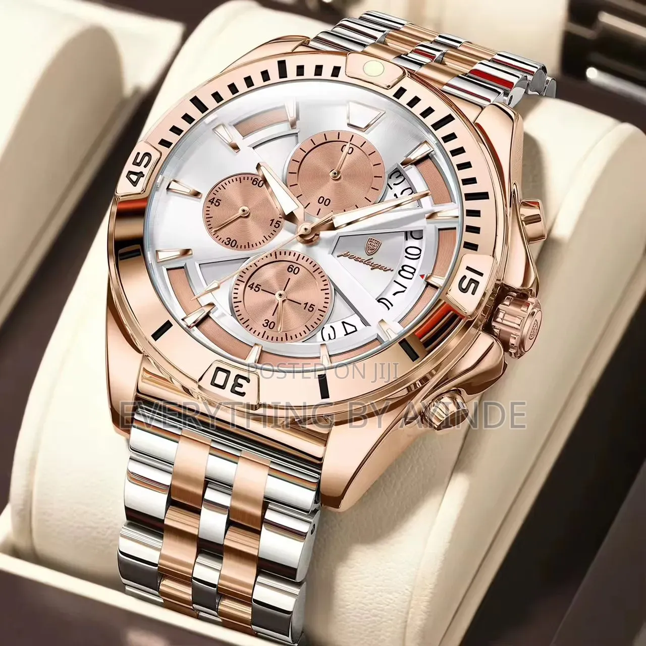 Poedager Wrist Watch Analog and Digital Gold and White