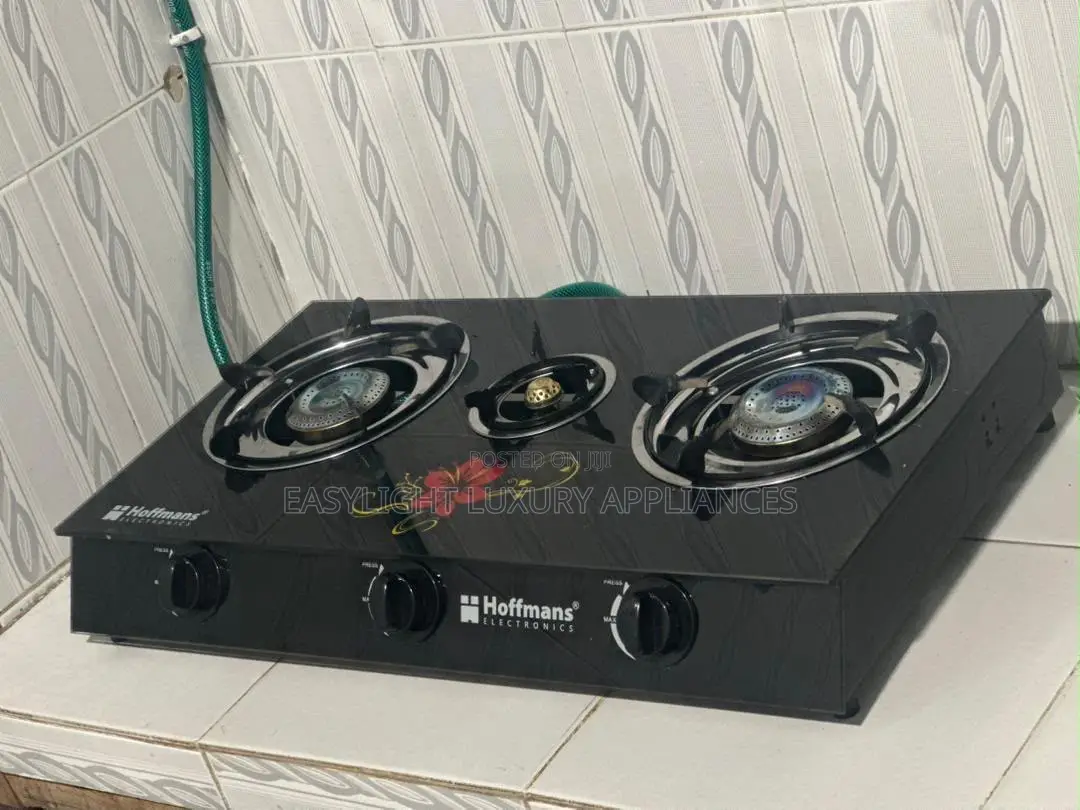 Hoffsman 3 Burner Glass Table Gas Cooker Durable Kitchen Stove