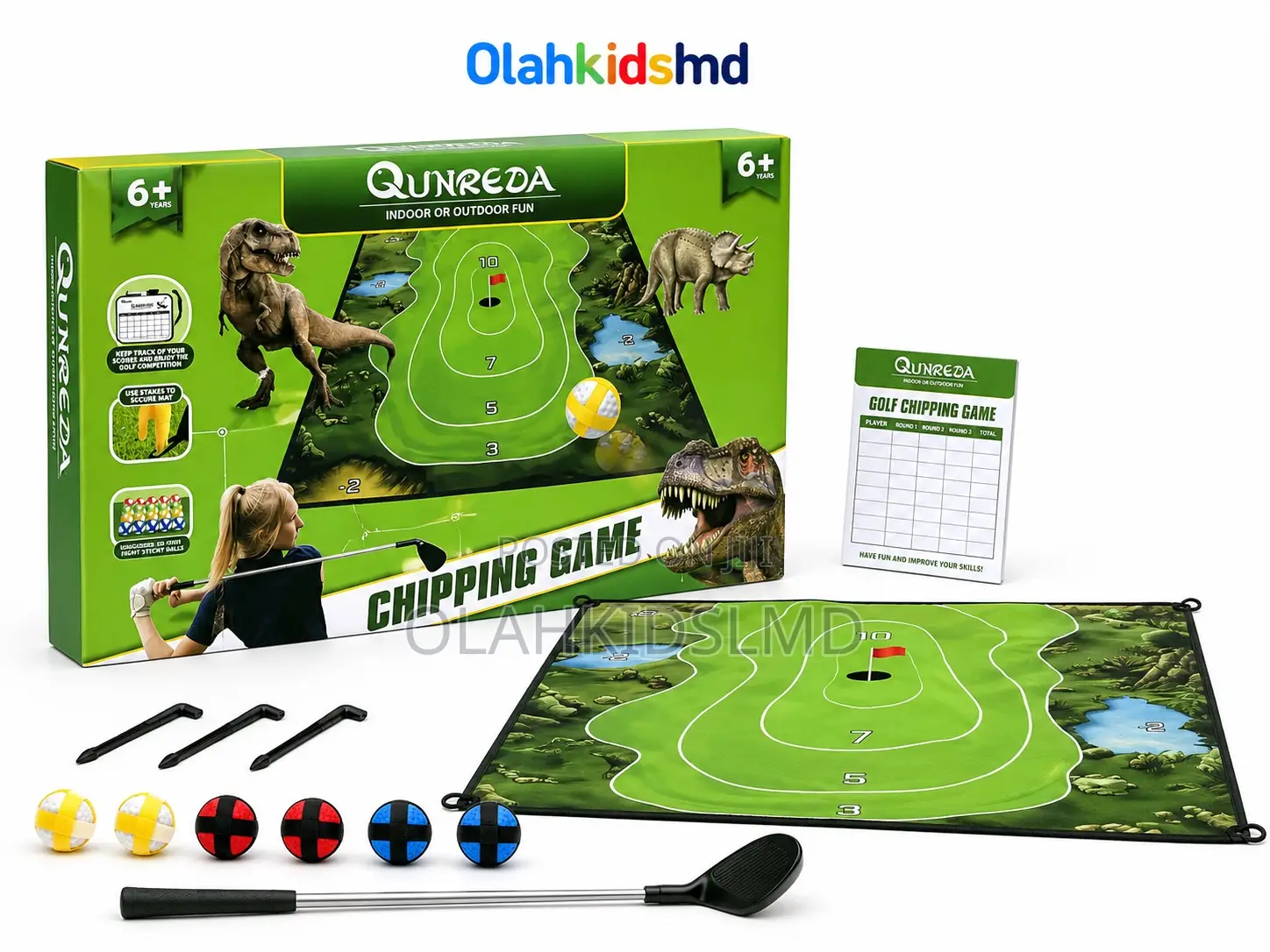 Qunreda Dinosaur Golf Chipping Game Set – Indoor/Outdoor, Ages 6+