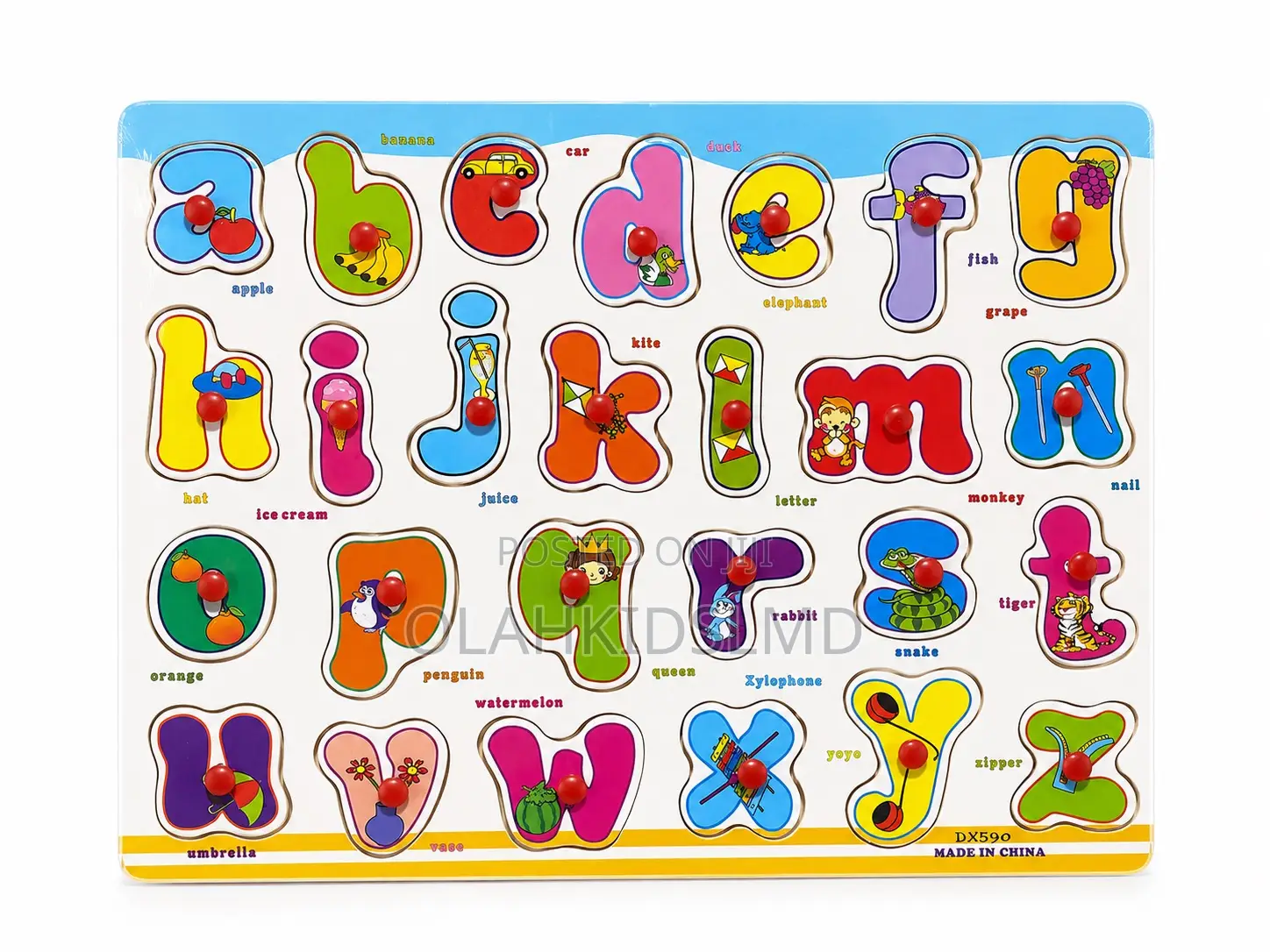 Wooden Chunky Alphabet Puzzle – Lowercase Letters a-Z, Ages 2+