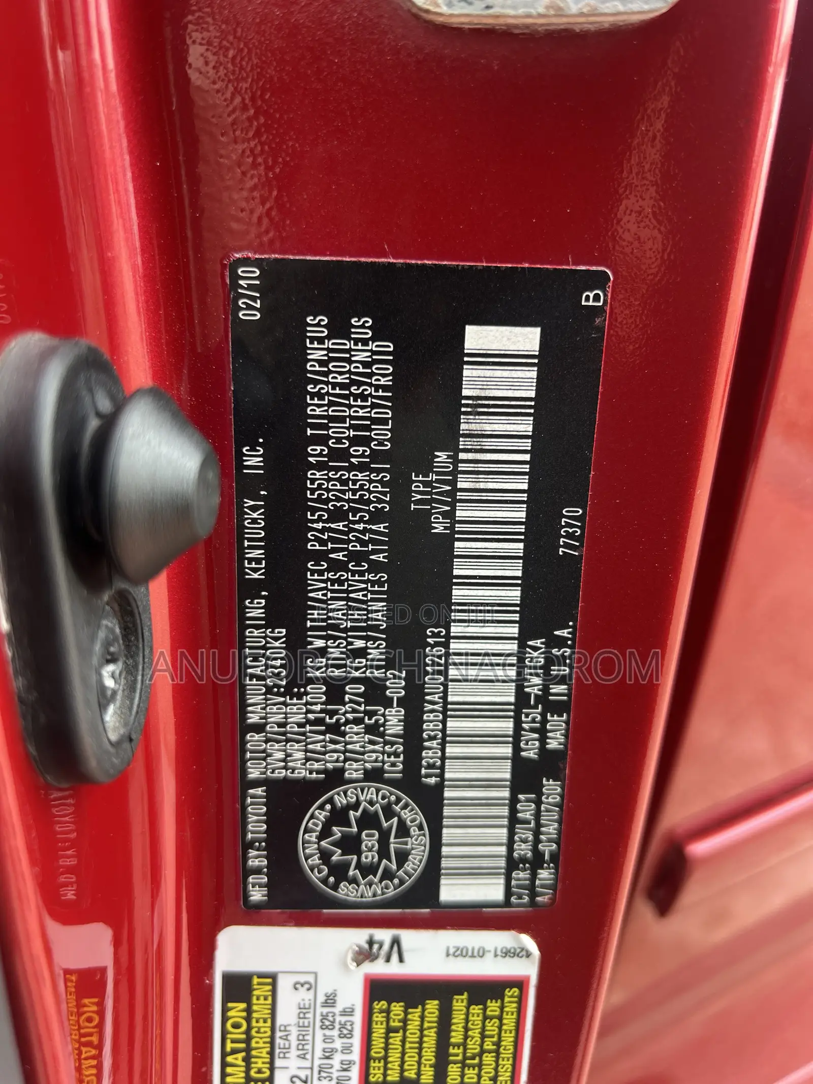 Toyota Venza AWD 2010 Red