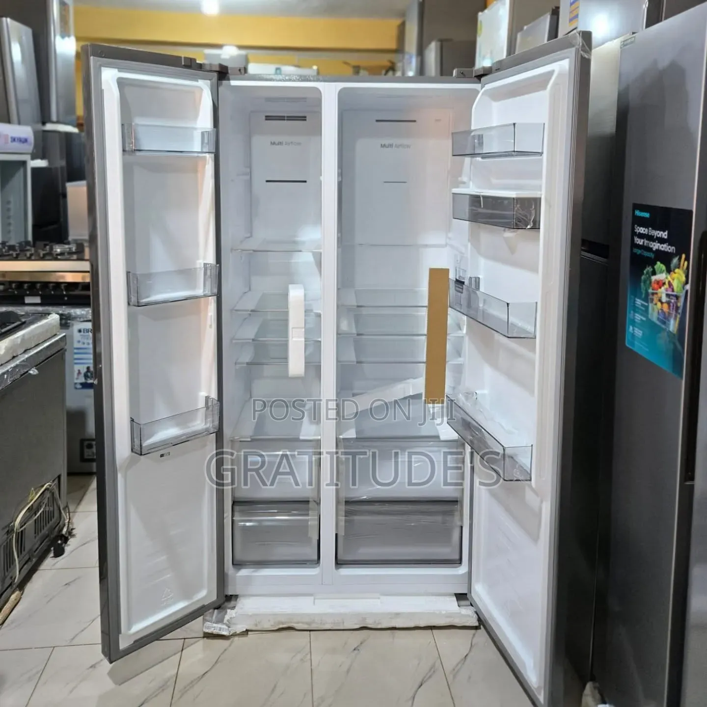 Hisense Inverter Side-by-Side Refrigerator Ref 5p558nmsn-Rd 529l
