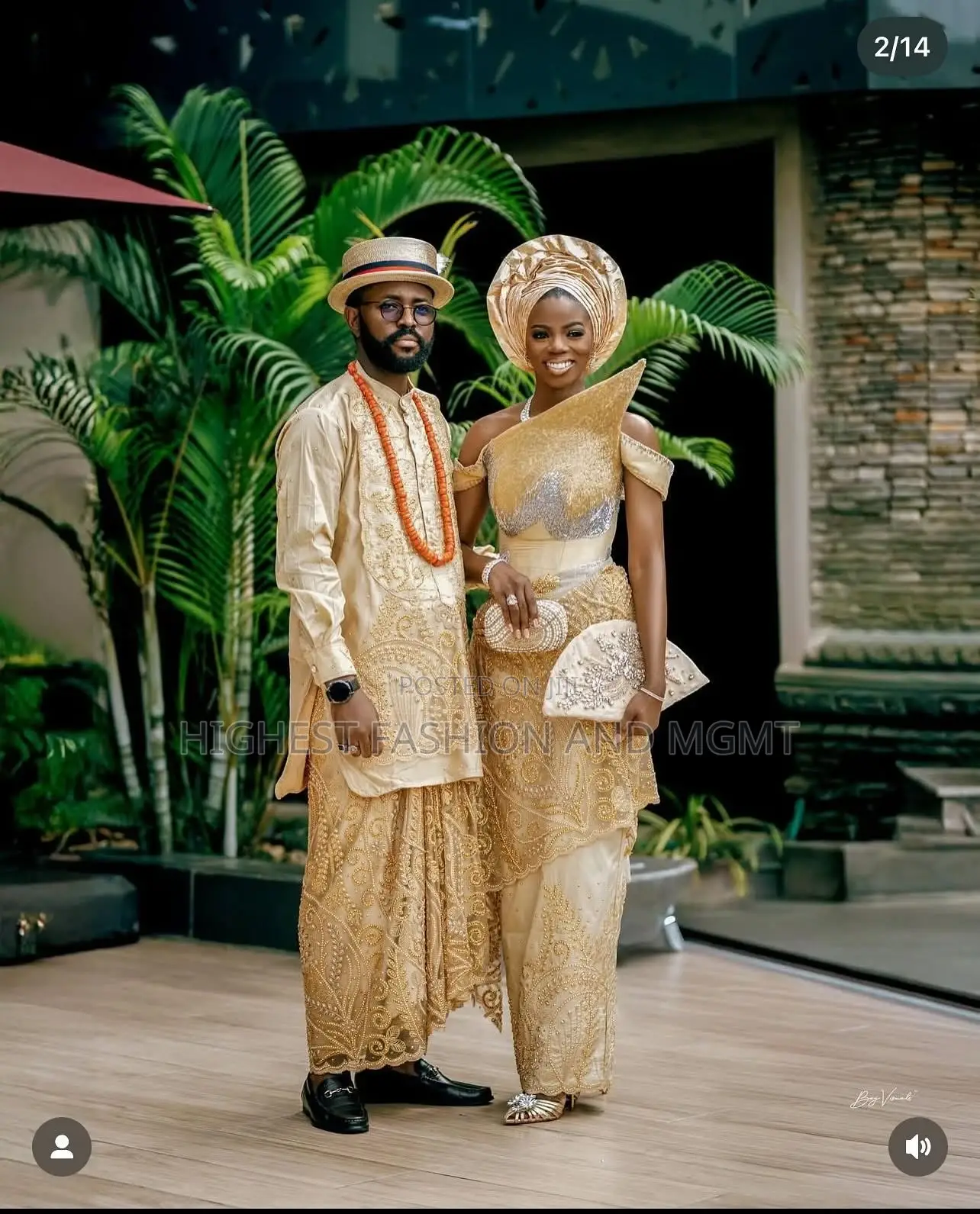 Golden Beaded Corset Gown Men’S Textured Agbada