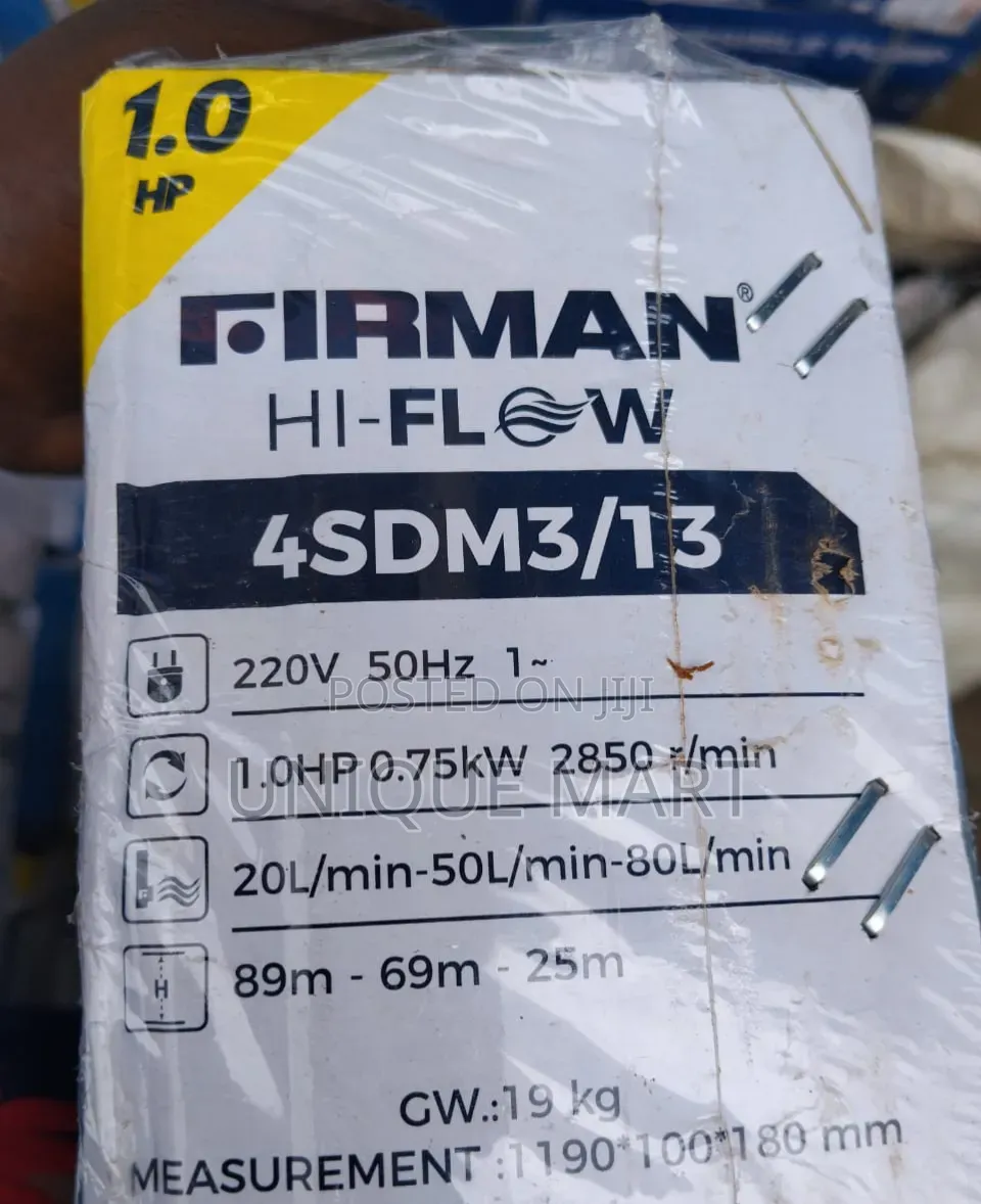 1hp Submersible Firman Pump With.100% Copper