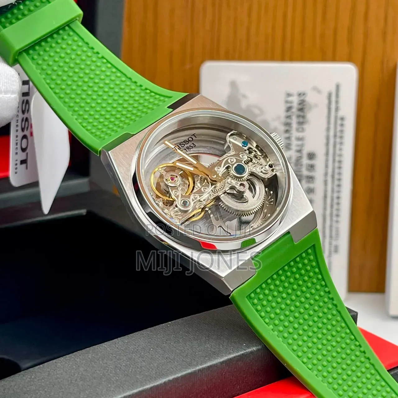 Tissot Inspired Male Watch - Transparent Skeleton Dial Rubber Strap*