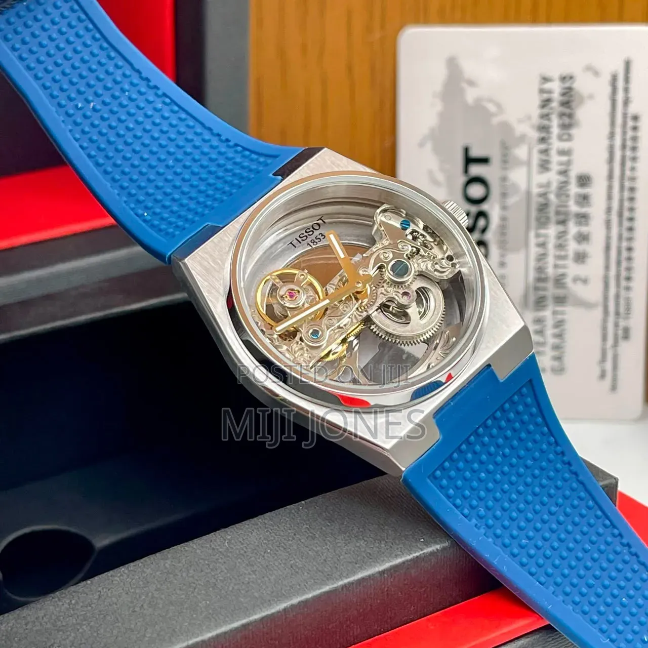 Tissot Inspired Male Watch - Transparent Skeleton Dial Rubber Strap*