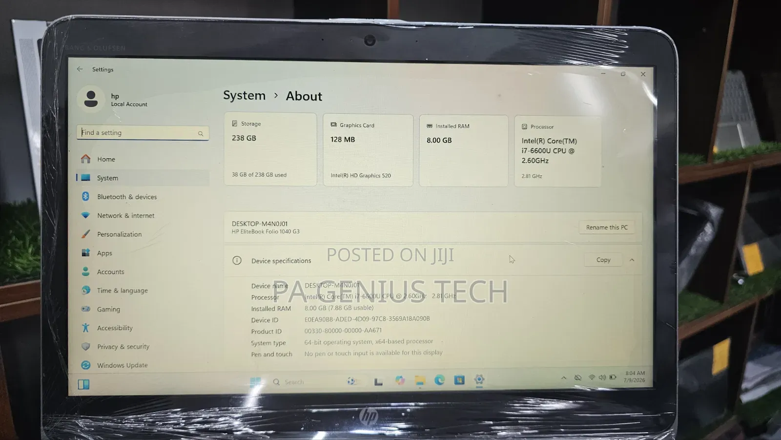 Laptop HP EliteBook 1040 G3 8GB Intel Core i7 SSD 256GB