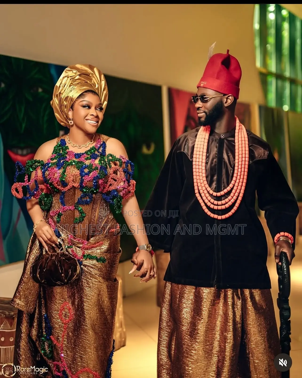 Multicolored Beaded Gold Gown Men’S Velvet Black Gold Agbada