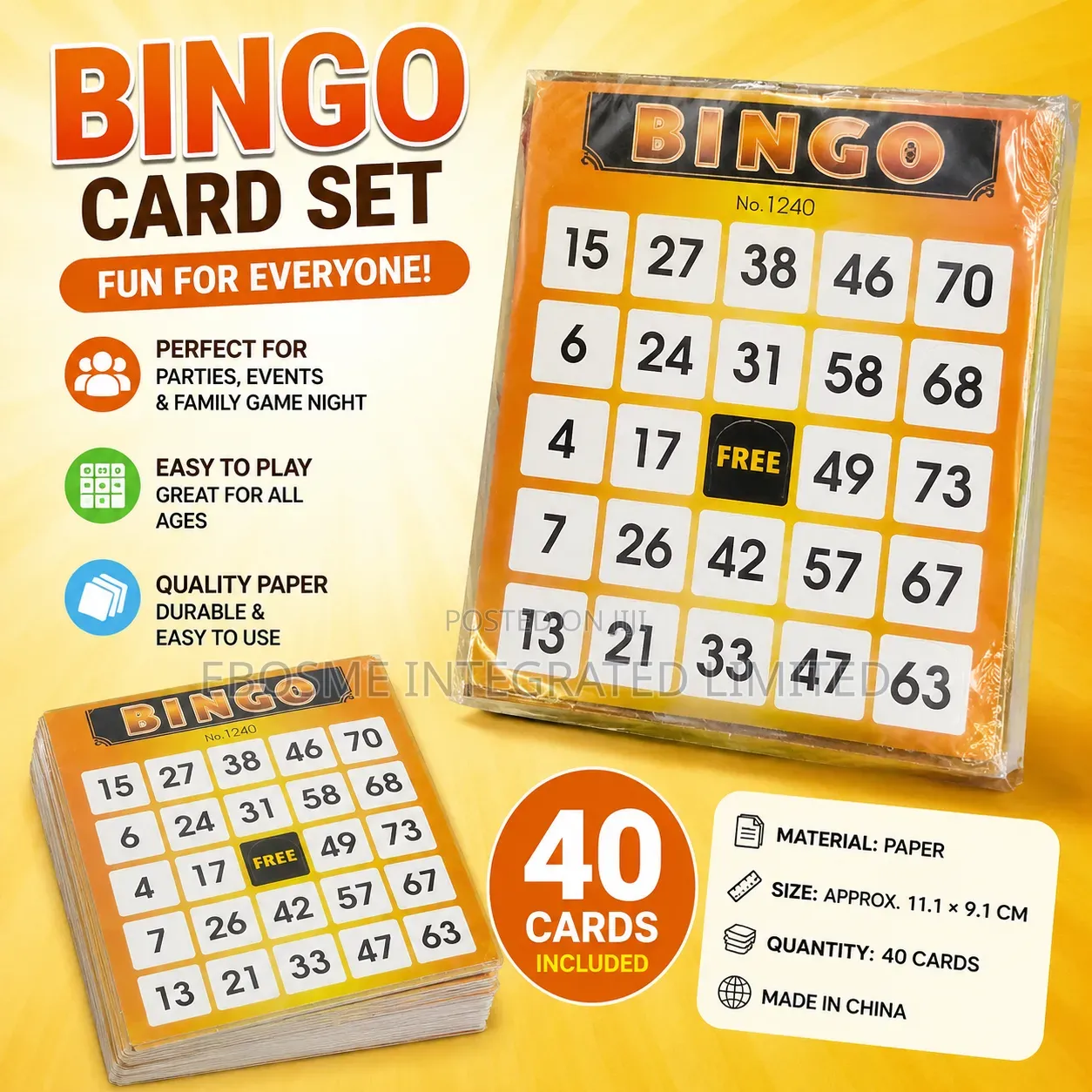 Bingo Cards Set
