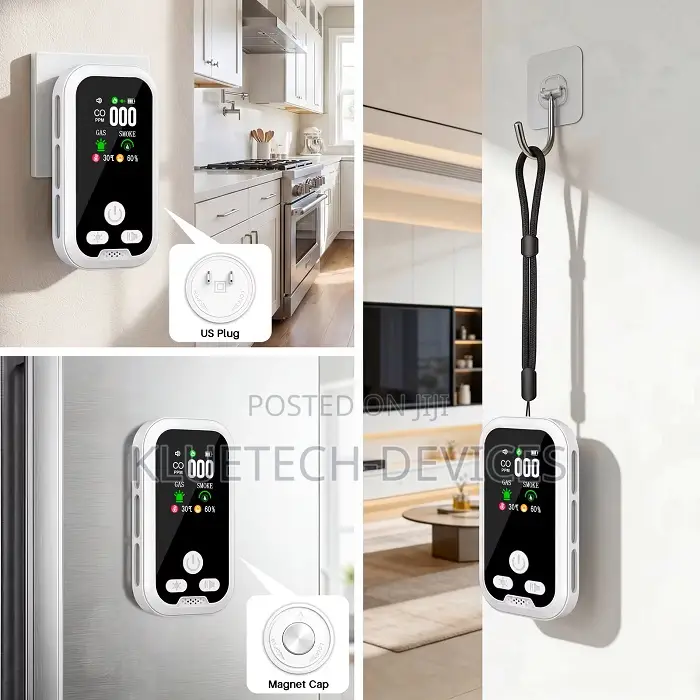 5 In 1 Plug-in Smoke & Co & Flammable Gas Detector Sound+Light Alarm