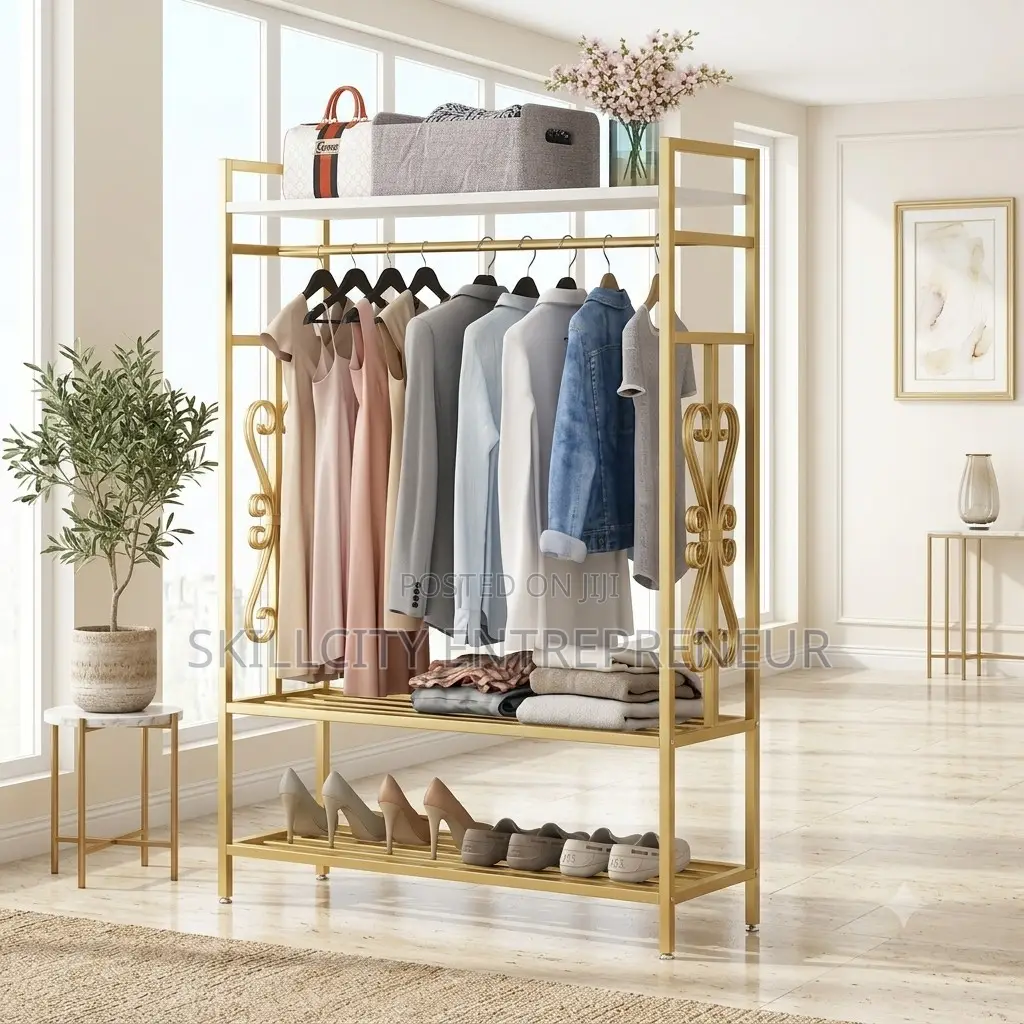 Gold Metal Clothing Rack