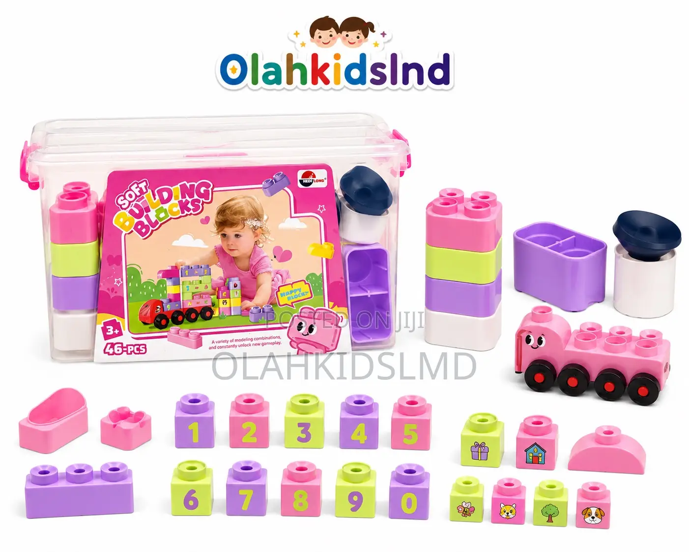 Soft Building Blocks Set With Number Train, 46 Pieces, Ages 3+