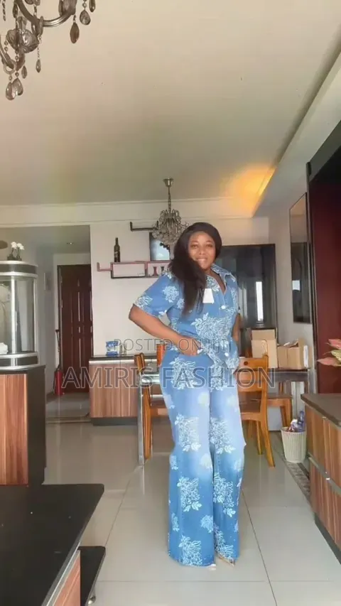 Beautiful and Classy Two-Piece Denim With Floral Design