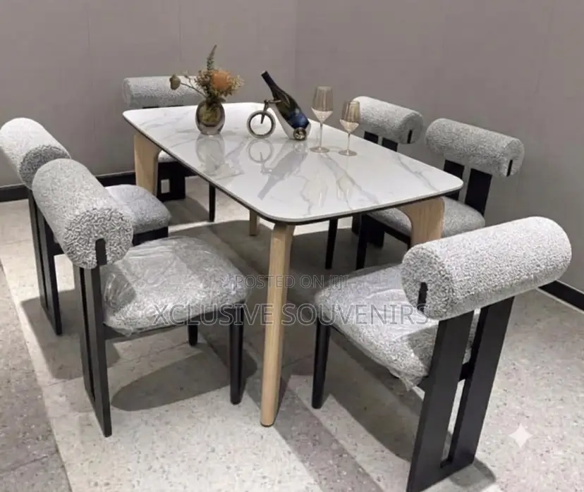 6 Sitter French Retro Style Solid Black and White Ash Wood Dining Set