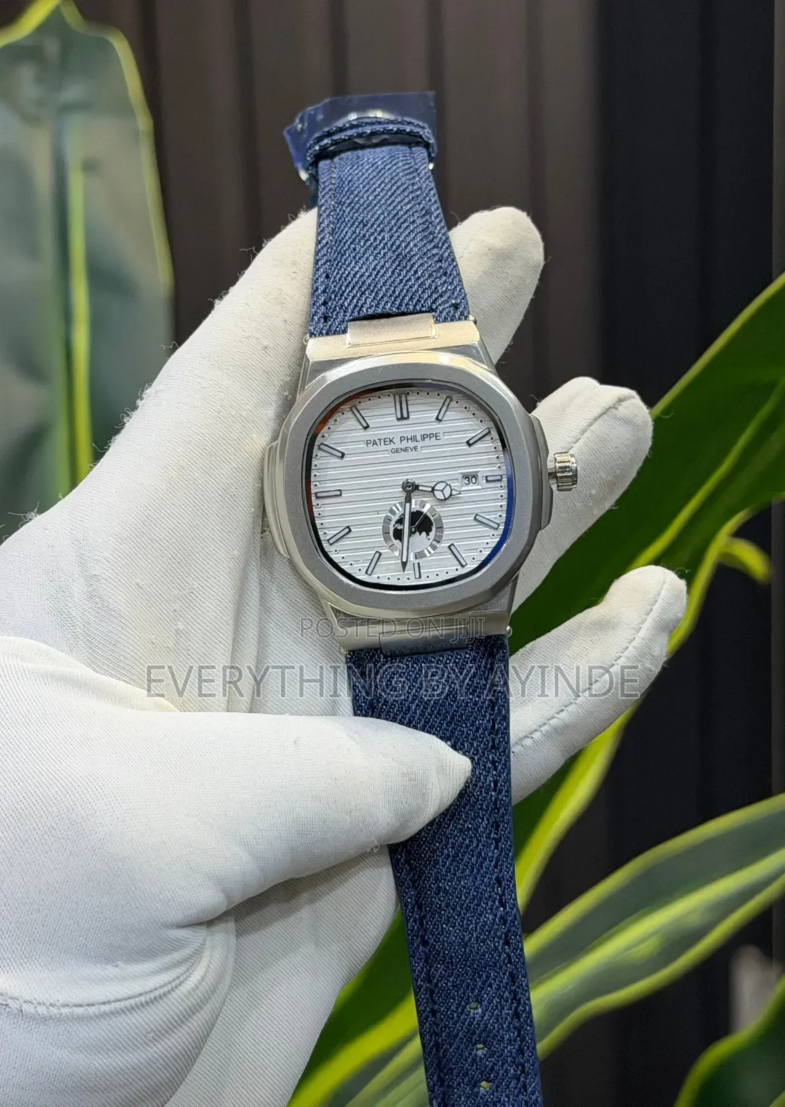 Patek Philip Chuwad Leather Down Seconds Quality Blue With White Face